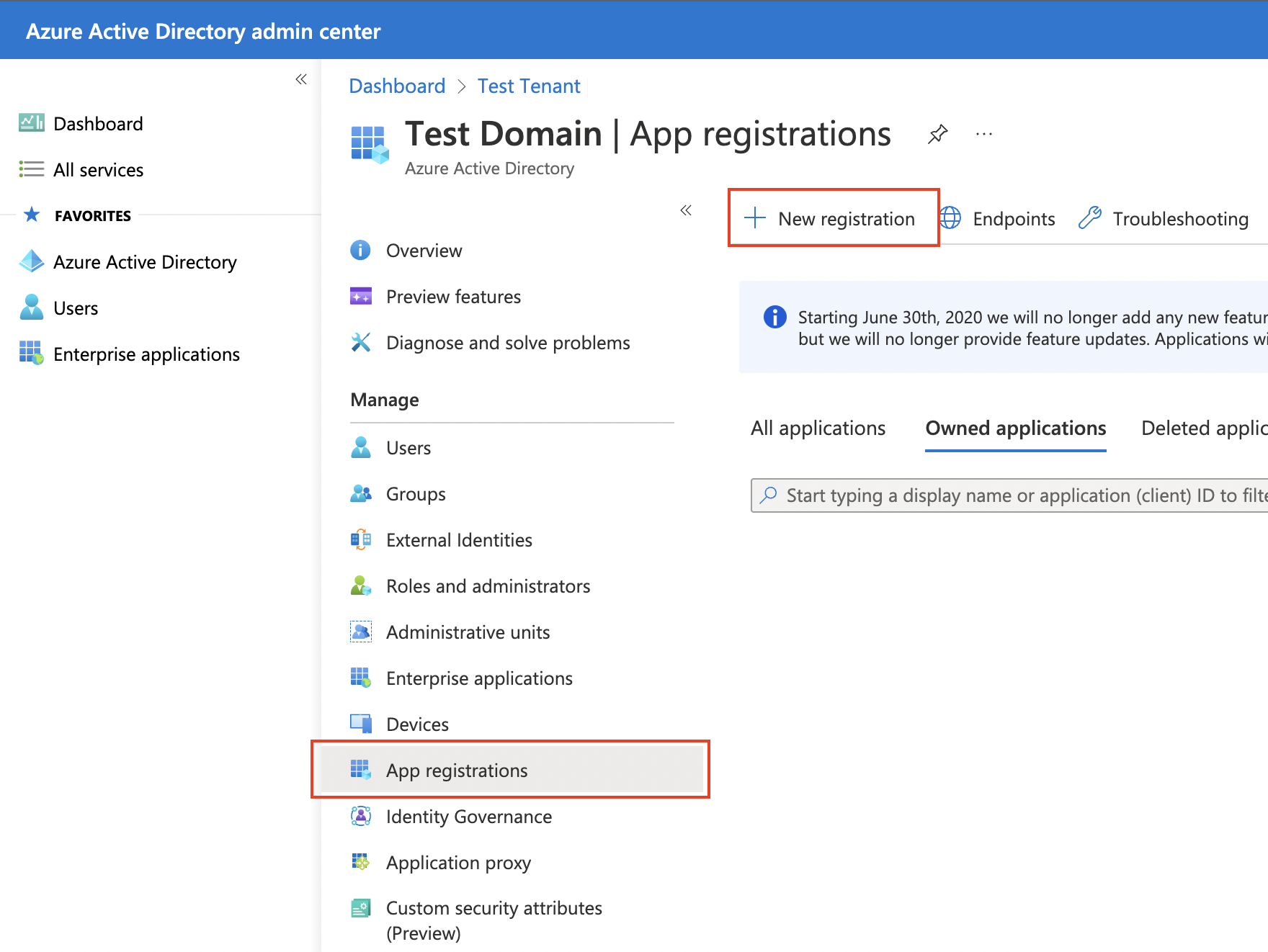 Registering a new application