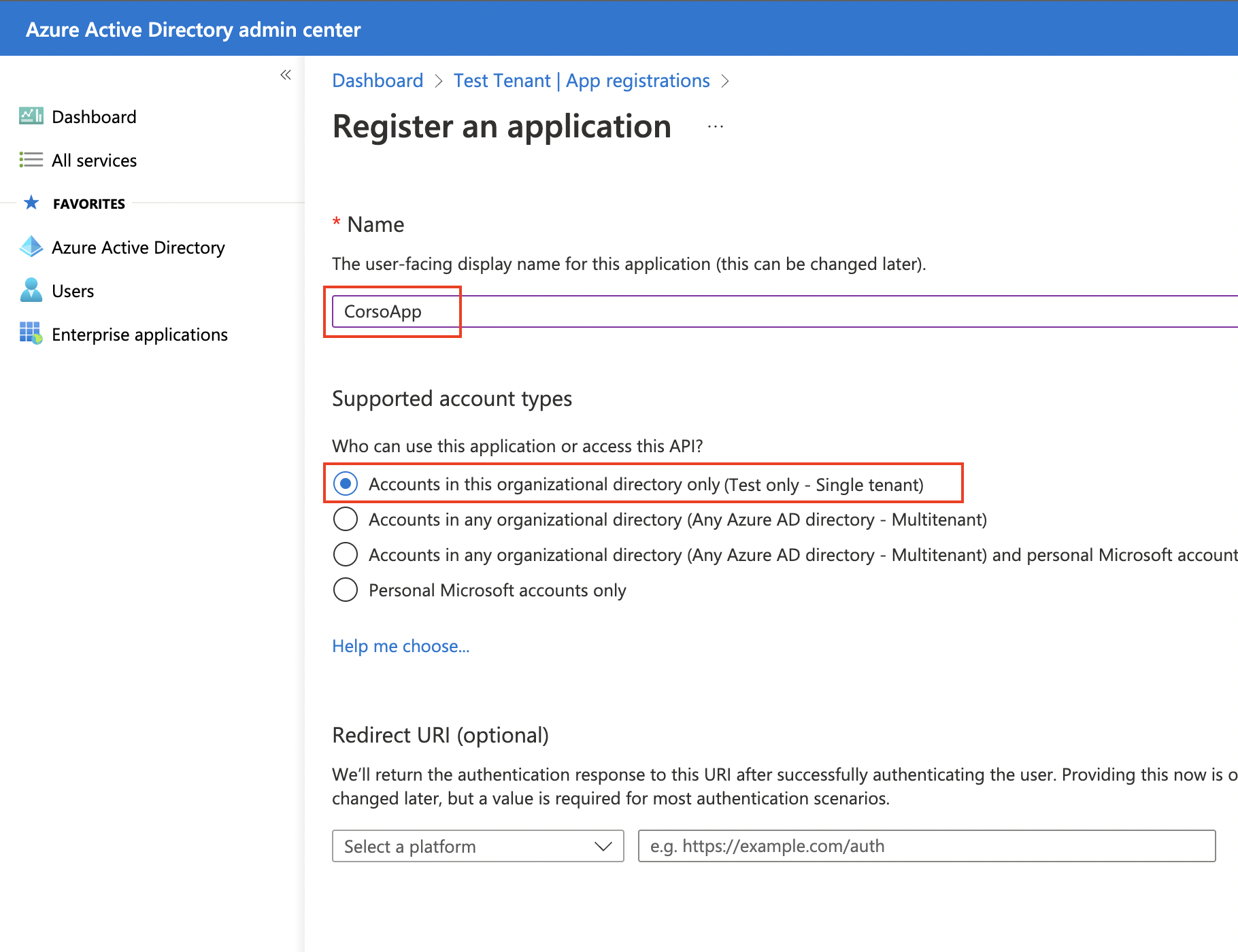 Configuring the application