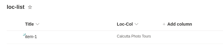 diagram of list with Location column in a site